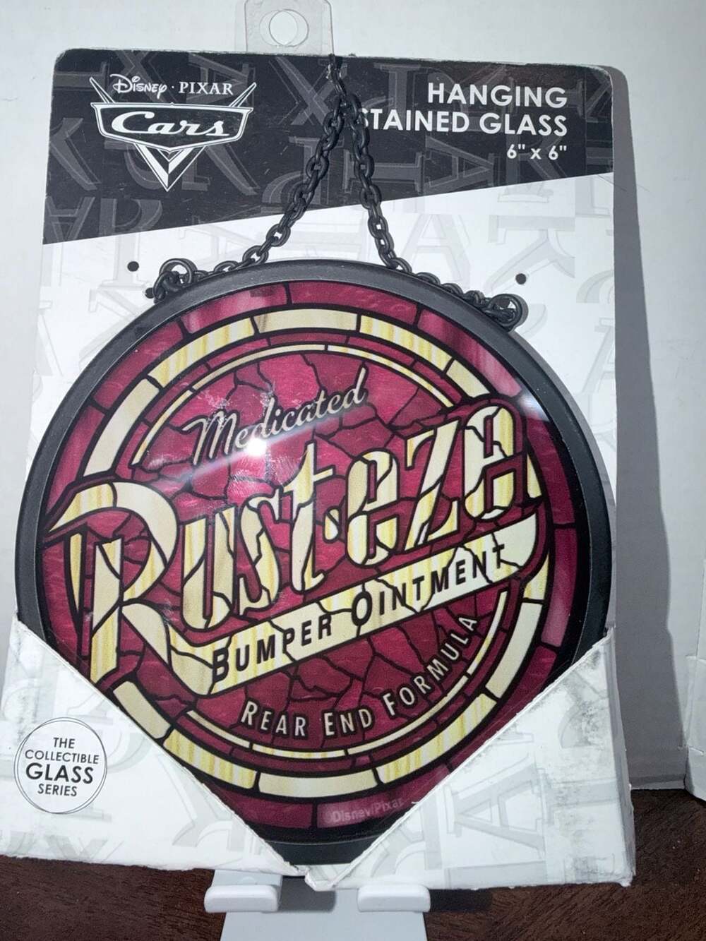 Disney Pixar Cars Rust-eze Hanging Stained Glass 6x6 Wall Window Decor